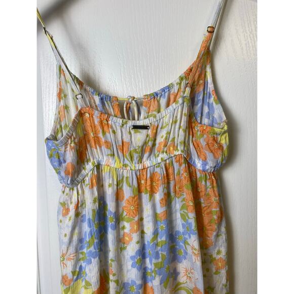 Billabong Women's White Floral Spaghetti Strap Keyhole Neck Sundress Size Small - Picture 5 of 9
